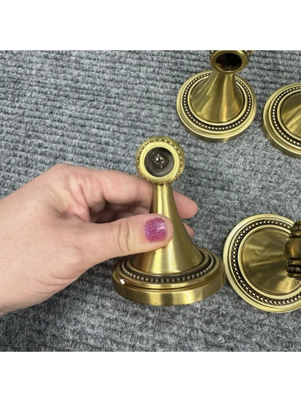 Brass Gold Tone Bath Hardware Set Hand Towel Hook Ring Toilet Paper Holder Lot